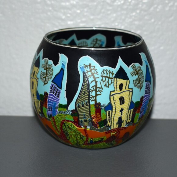 Hellman Versand Polymer Clay Halloween Houses Decorated Tea Light Votive Holder - Picture 3 of 5